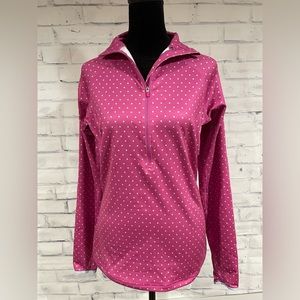 EUC Nike Pro Dri-Fit Women’s Medium Half Zip Pink Polkadot Running Top